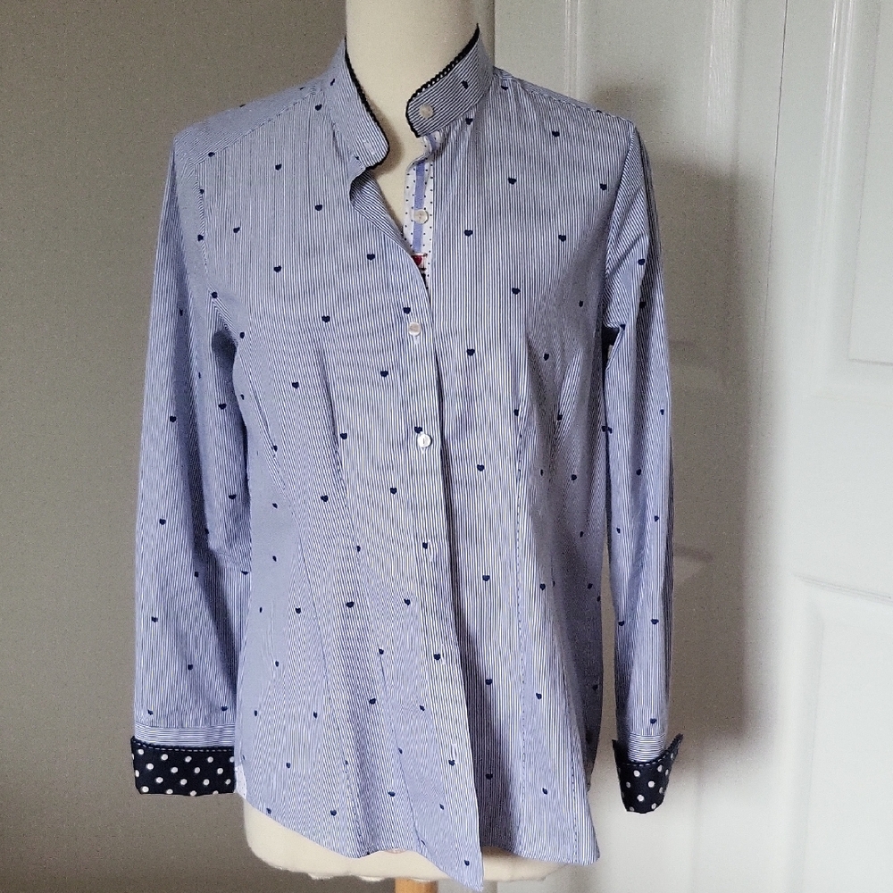 Milano Blue Striped Button-Up Shirt with cute details